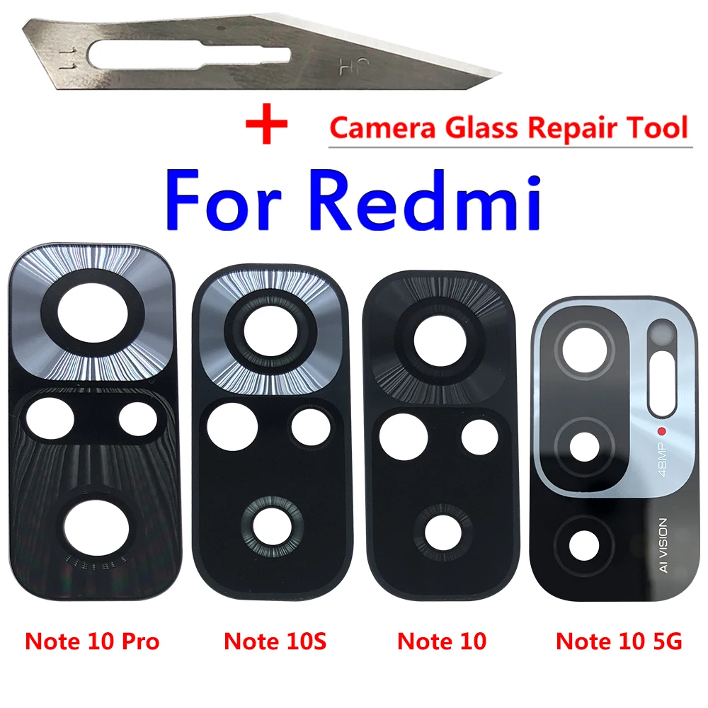Оригинальный стеклянный объектив задней камеры с наклейкой, 2 шт., сменный Ремонт для Xiaomi Redmi Note 11T 11 10T 5G 10S 10 Pro Plus