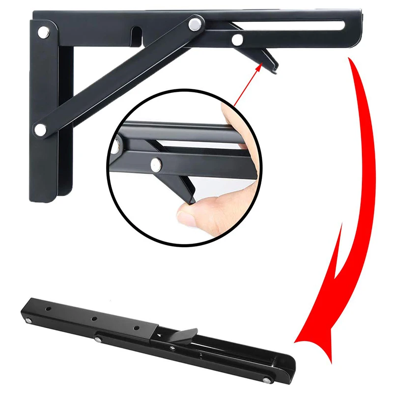 Folding Shelf Brackets - Heavy Duty Metal Collapsible Bracket for Bench Table Hinge Wall Mounted Space Saving DIY B | Дом и сад