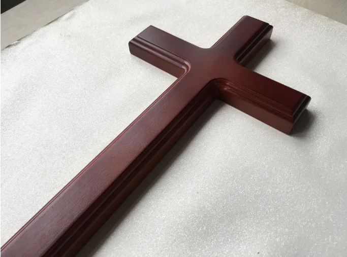 Европейский прекрасный 32 см твердый деревянный крест Иисуса кулон Христианский