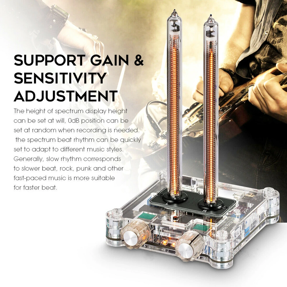 Exquisite Dual IN9 Nixie Tube Sound Level Meter Audio Display Analyzer Music Spectrum MIC Support ACG DB Two Display Modes