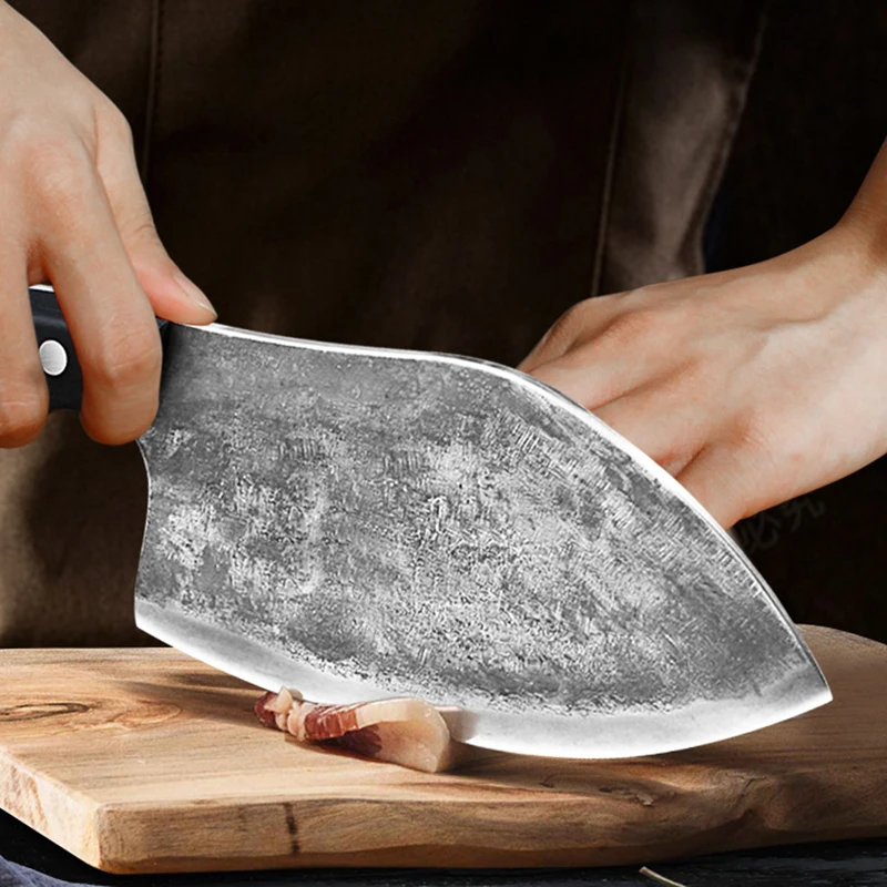 Нож Tang кухонный нож из марганцевой стали для резки мяса бытовой черный железный