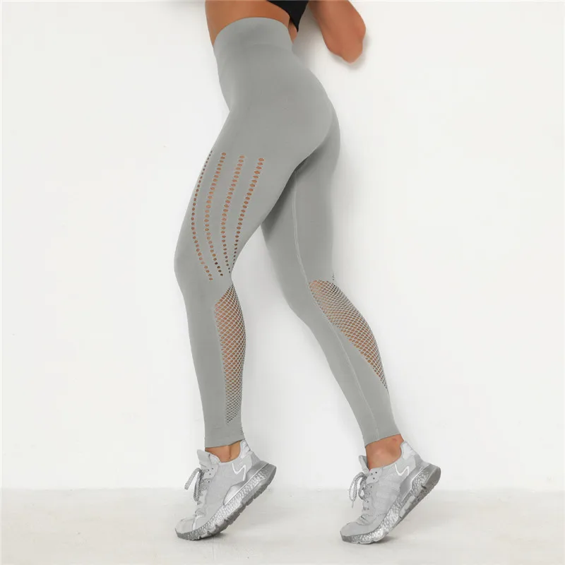 Бесшовные полые спортивные Леггинсы штаны для бега фитнеса йоги леггинсы с