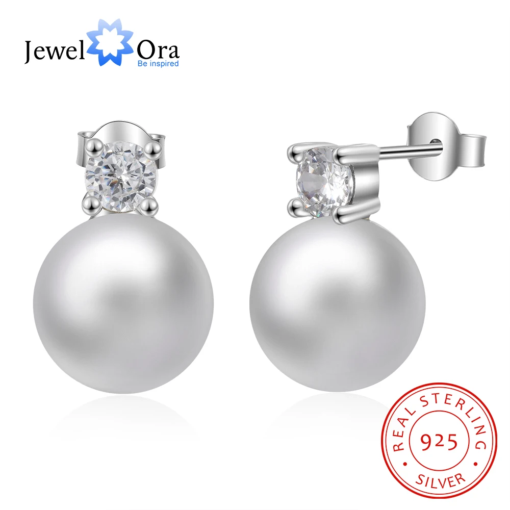 Женские серьги с жемчугом в форме шара из стерлингового серебра 925 пробы