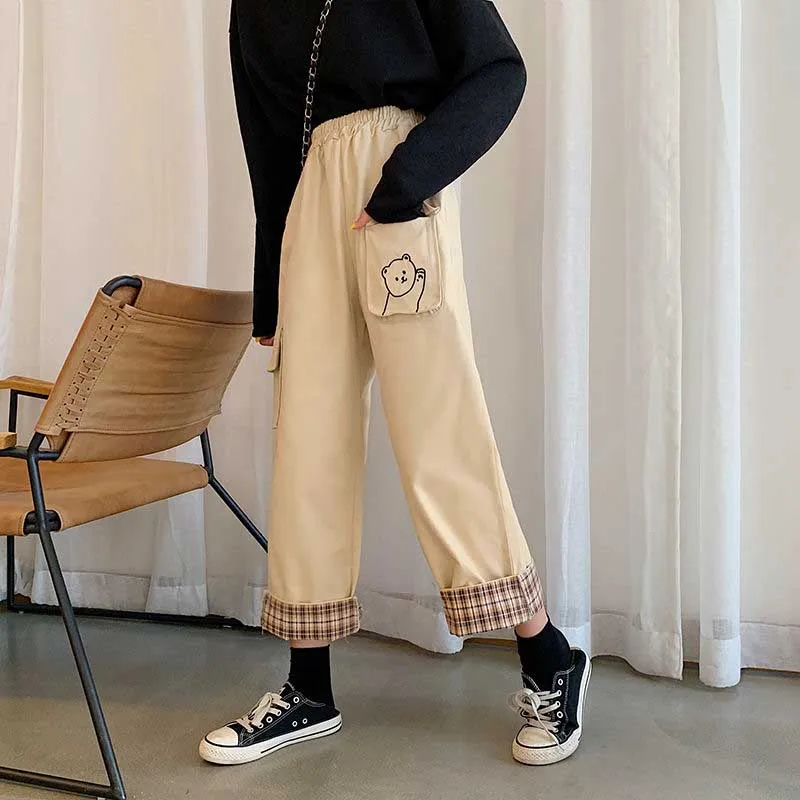 Сладкий с эластичной резинкой на талии без каблука прямо лето и осень карманами