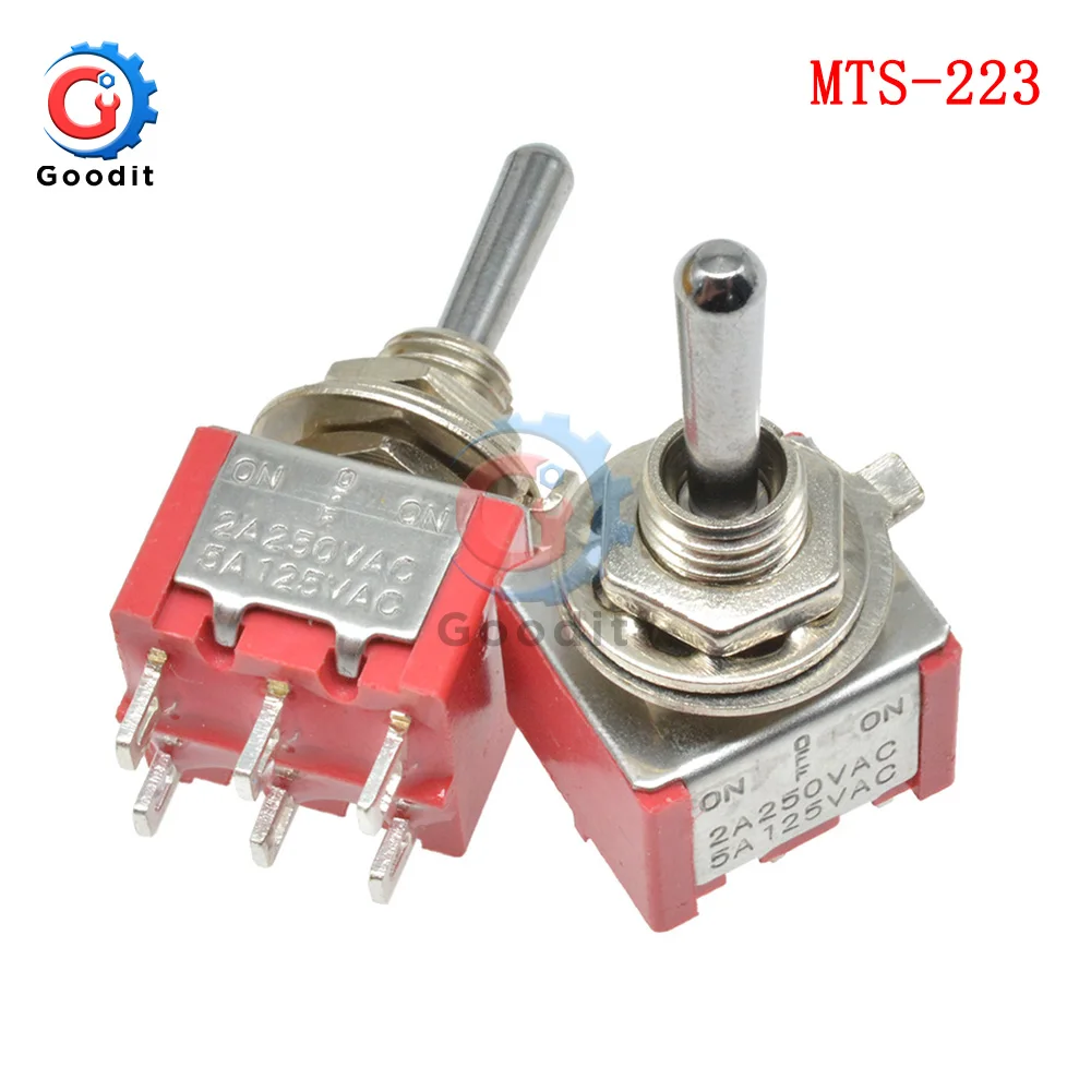 

5pcs Mini 3 Positions 6Pin Toggle Switch MTS-223 Dual Reset Power Switch Automatic Return Toggle Switch AC 250V 2A/ AC 5A 120V