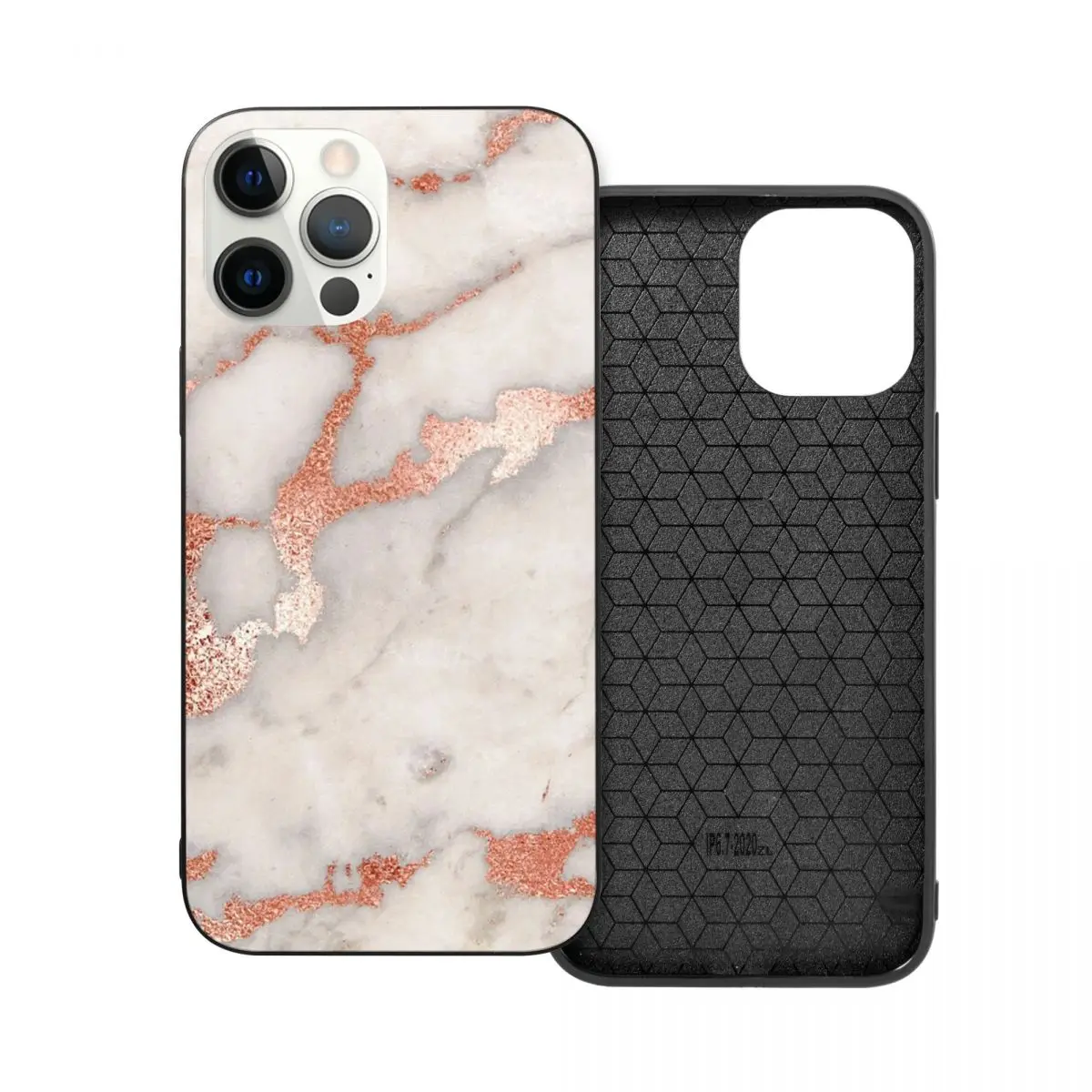 

Rose Gold Marble PC Glass TPU Phone Case for iPhone 12 11 Xs Xr X Pro Max Mini 7 8 Se2 Plus 6 6S