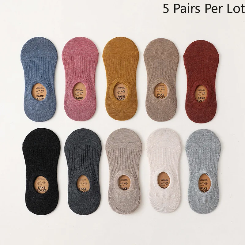 

Fashionable Women's Invisible Socks Low Cut Wild Mouth Shallow Hose Deodorant Sweatproof Solid Color Antiskid Socks Good Quality