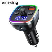 victsing bh378 bluetooth fm transmitter for car hi fi wireless radio adapter with rgb light qc3 0 quick charge handsfree calling
