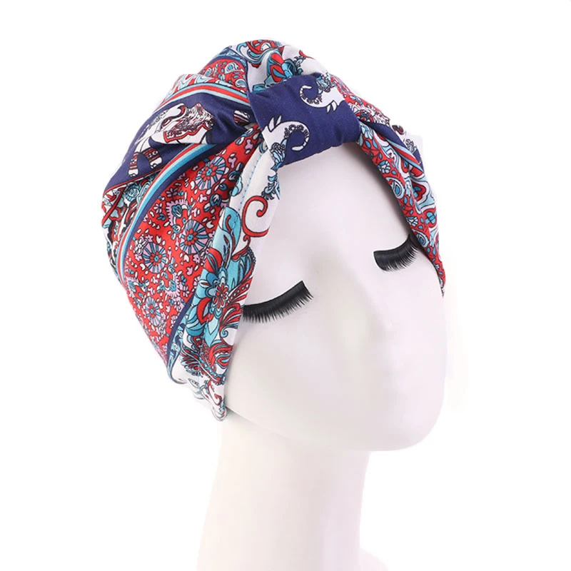 

Turban Patterened Hijabs Hat Head Wrap Floral Headwear Islam muslim head scarf Cap Turbantes Bandanas Harajuke Ethnic beanie hat
