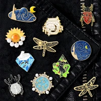 creative trendy cartoon star moon cat pearl oil drop brooch pin denim bag gift men women fashion jewelry clothes decoration