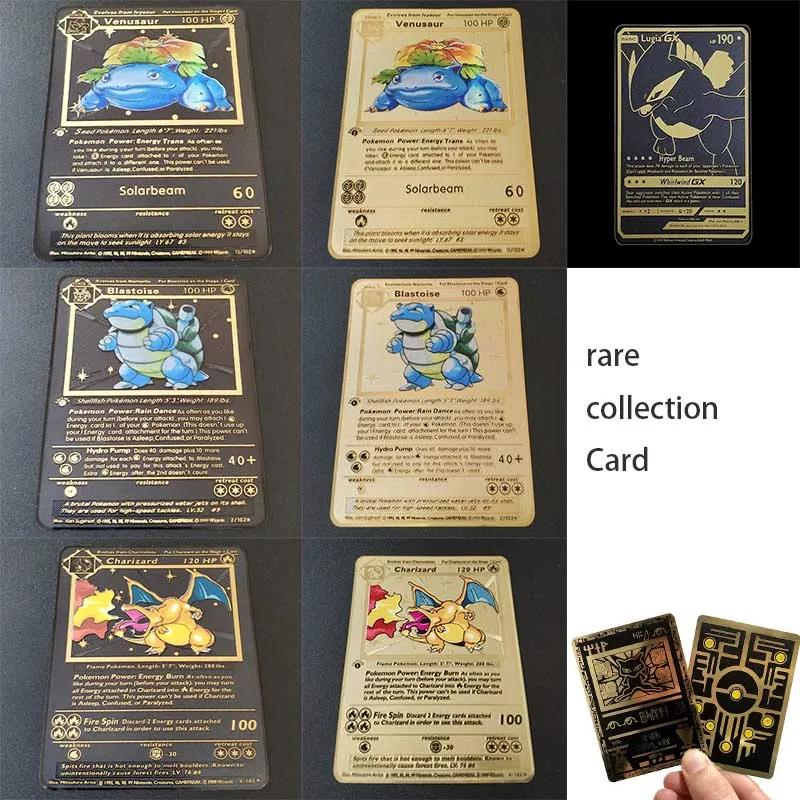 Покемон карточная игра Аниме золотая металлическая карточка Charizard Пикачу