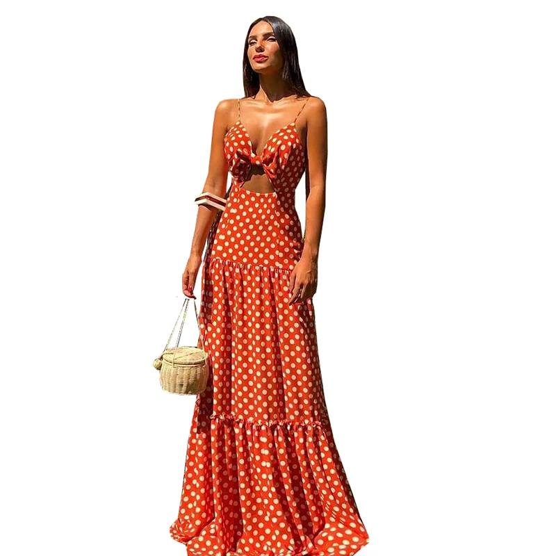 

Женская одежда весна и новые летние пикантные принт с лямкой на шее без рукавов v-образным вырезом платье с бантом Повседневное платье на бр...