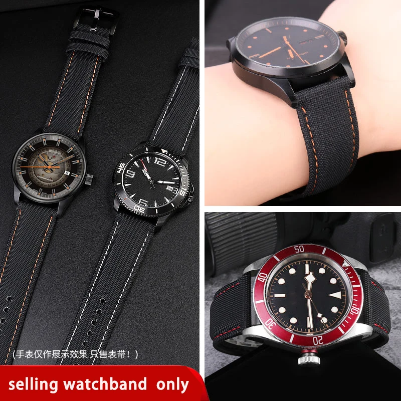 Fiber nylon Waterproof watchband with male white 20 21 22 23 mm Handmade Canvas Watchband Army Sport Watch Nylon Watchband Strap