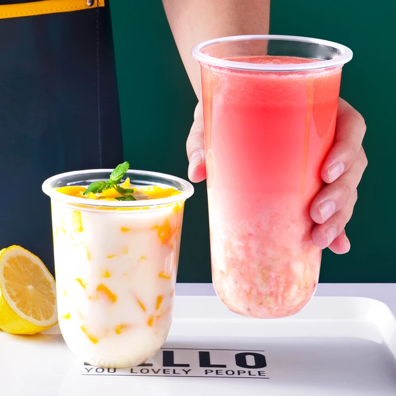 

50pcs High quality disposable milk tea cup packaging pudding jelly yogurt plastic cups birthday wedding party cups with lids