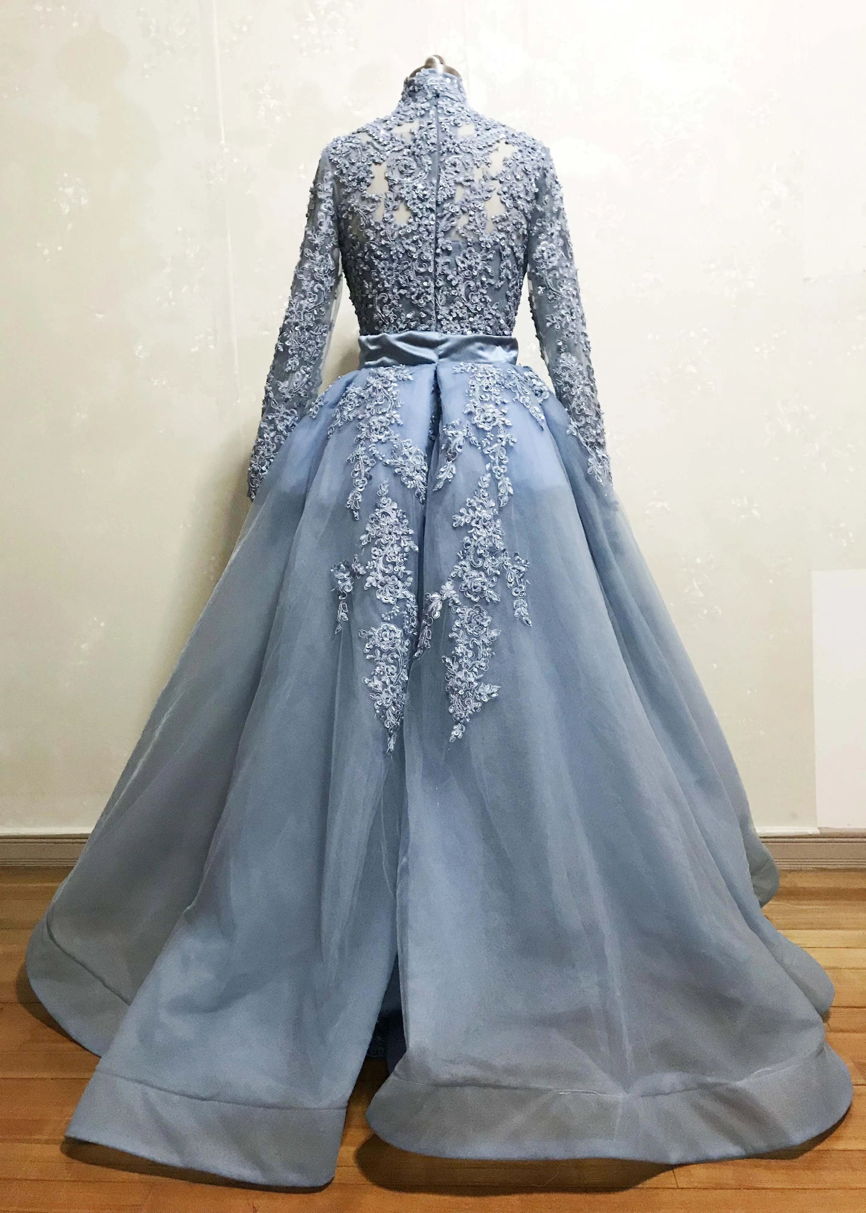 Арабский Дизайн высокий воротник расшитые бисером блестки камни жемчуг длинный