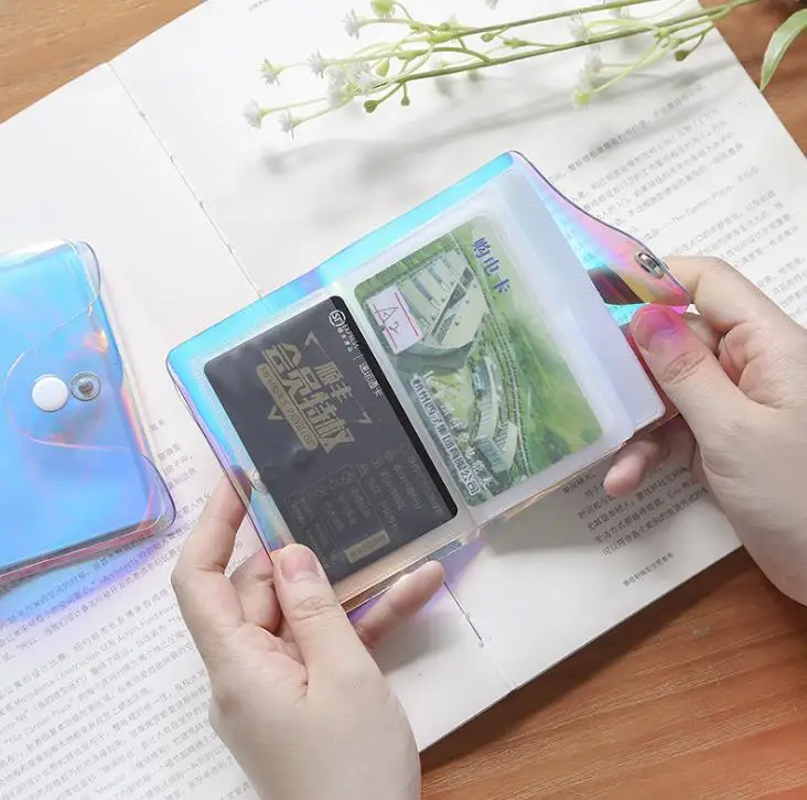 

Transparent Laser PVC Credit Card Holder Women Card Case Organizer Wallet Fashion Clear Passport Cards Storage Bags SN200