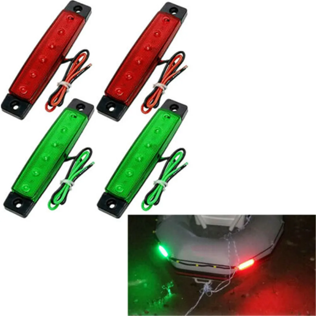 

4pcs Boat Navigation Lights LED Lighting Red & Green Waterproof Marine Utility Strip Bar Bow and Stern DC 12V