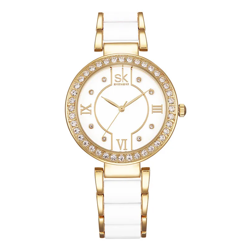 Pulseira de Aço Inoxidável à Prova Moda Casual Cristal Strass Senhoras Relógio Dwaterproof Água Quartzo Estilo Simples 2021