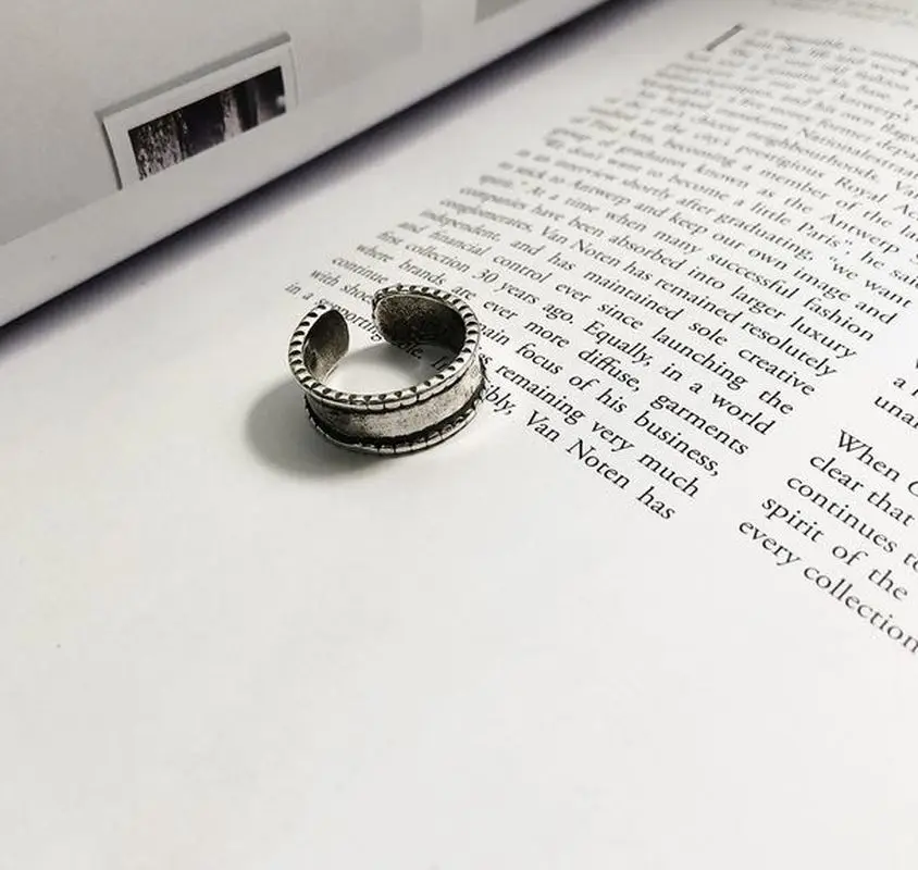 Кольцо в стиле ретро из стерлингового серебра 925 пробы с широким цветком