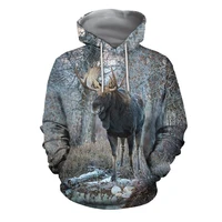 moose hunting casual hoodie mens clothes 3d printed wild hunter spring unisex zipper pullover menwomens sweatshirt