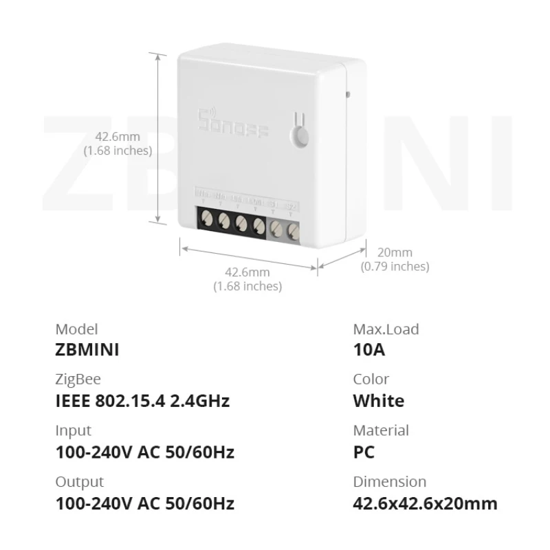 

SONOFF Mini Zigbee DIY Smart Switch ZBMINI 2-Way Remote Automation Modules With SmartThings Alexa Google Home Automation Modules