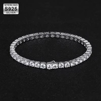dnschic 4mm iced out tennis bracelet 925 sterling silver chain single row bling tennis chain for men women hip hop jewelry