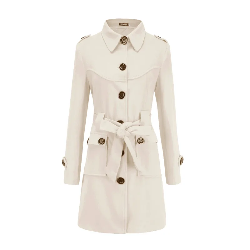 

XUXI 2021 Autumn Winter New Multicolor Back Slit Women Woolen Coat Waist Closing Slim Fit Woolen Coat E3745