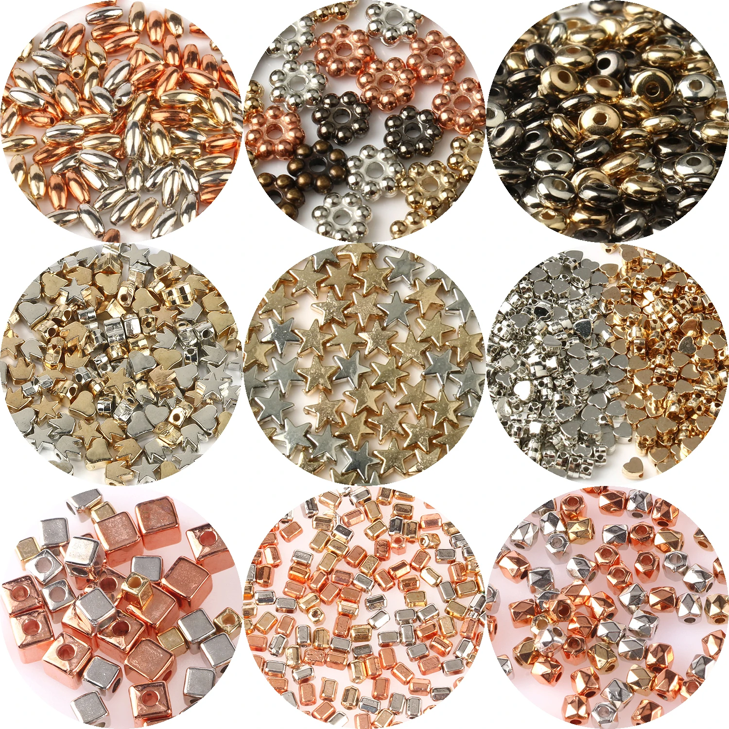 

Gold Silver Color Plated CCB Charm Spacer Beads Components Acrylic Loose Seed Beads For Jewelry Making Findings Accessories