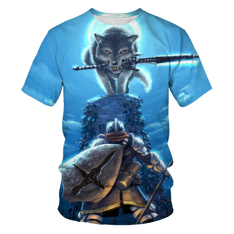 

2021 summer new men's 3DT shirt animal world wolf and cunning fox pattern 3D digital printing fashion trend O-neck T-shirt
