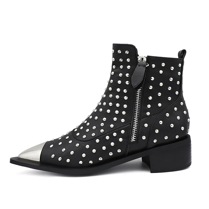 Женские ботильоны большого размера современные Ботинки на каблуке женские