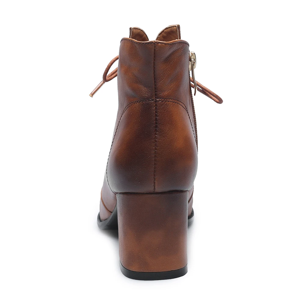 Женские ботильоны из коровьей кожи BESCONE модные разноцветные на квадратном