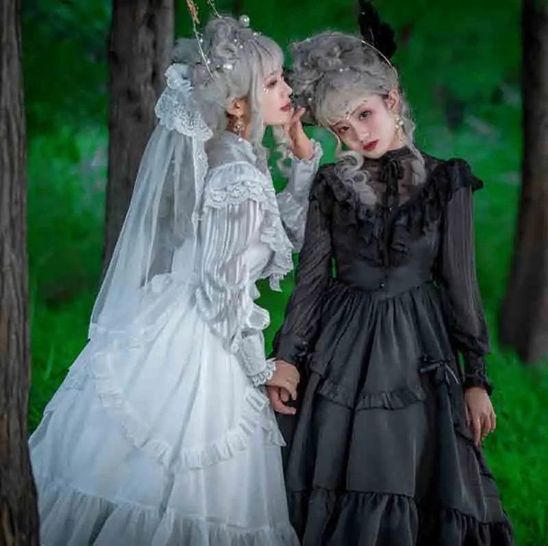 Женское готическое платье с длинным рукавом винтажное кружевное принцессы из