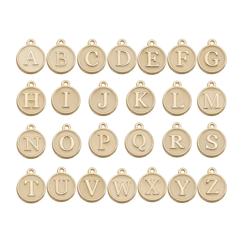 

26pcs/lot 12mm Alphabet Letter Double Face Enamel Charms Handmade Pendants Jewelry Making Handmade Craft DIY Bracelet
