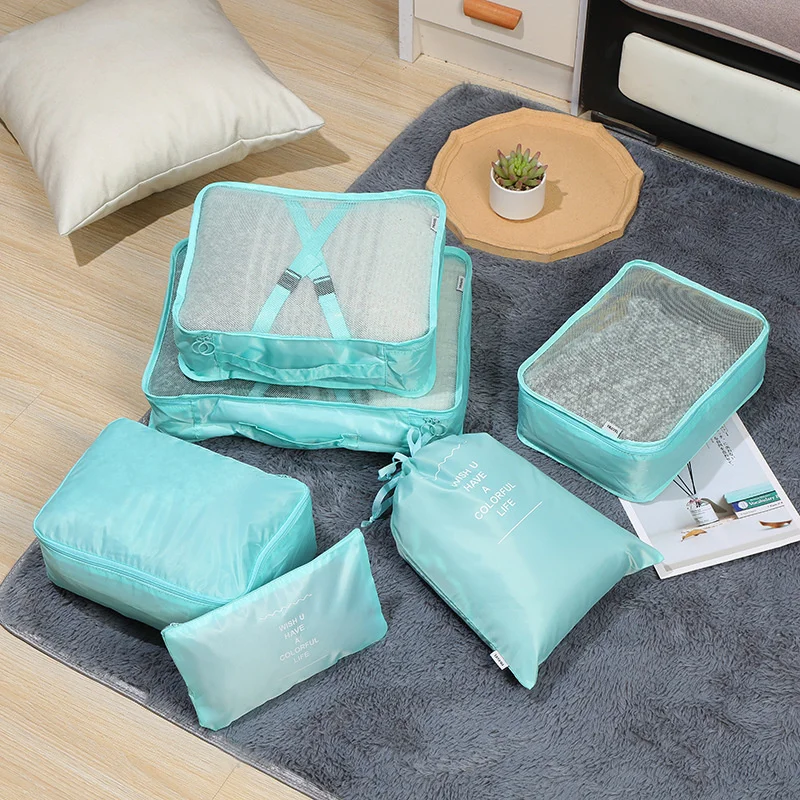 

Waterproof storage bag set luggage clothing storage and finishing six piece set multi-functional tourism storage set