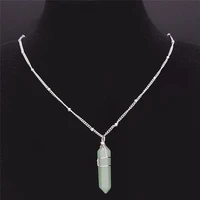 2021 boho stainless steel natural stone divination board charm necklaces aventurine necklace women jewelry bijoux n2260s05