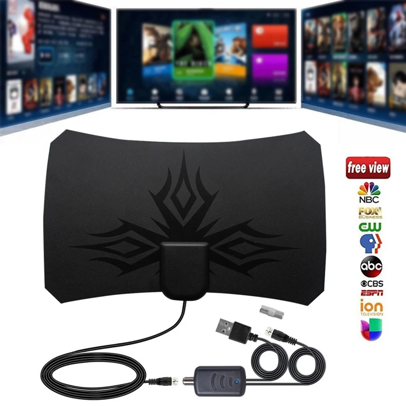 HD ТВ антенна 4K цифровая внутренняя усиленная 25Dbi HD1080P DVBT2 Бесплатный просмотр