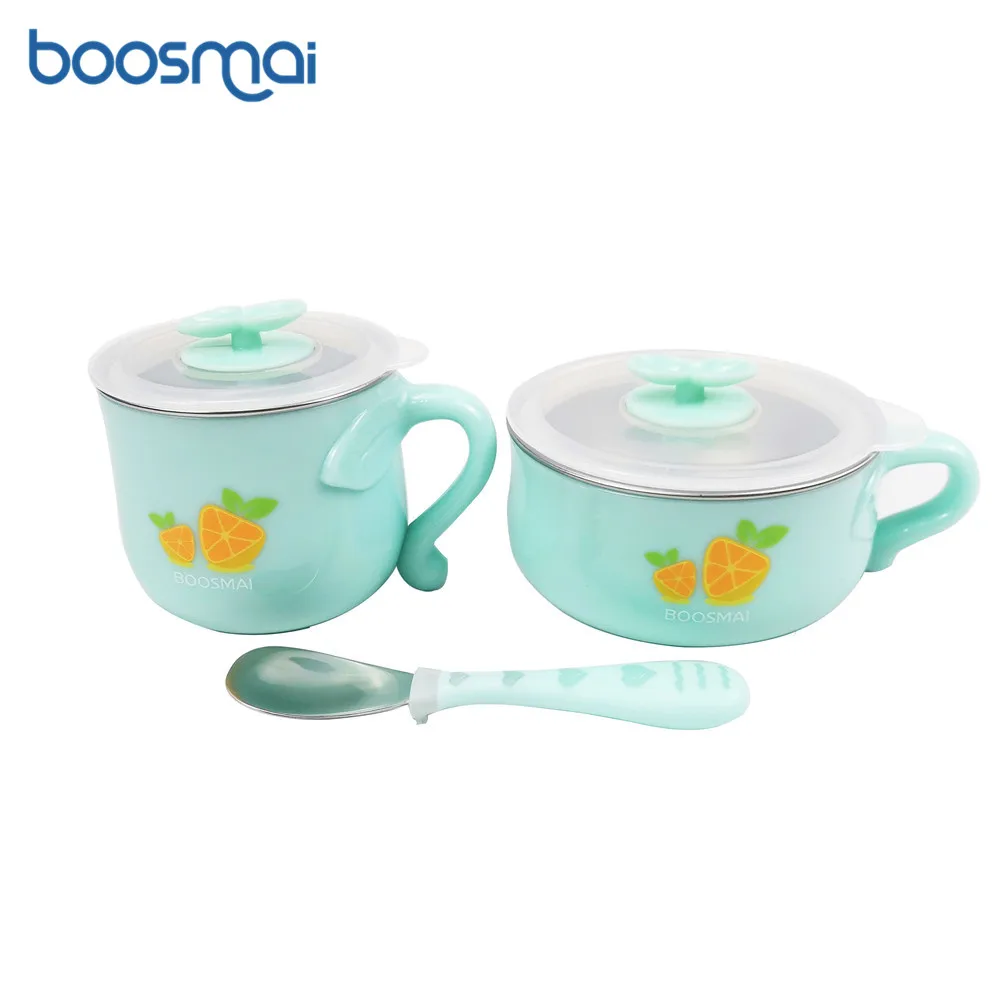 3 шт./компл. Набор детских чаш из нержавеющей стали обучающая чаша ложка набор