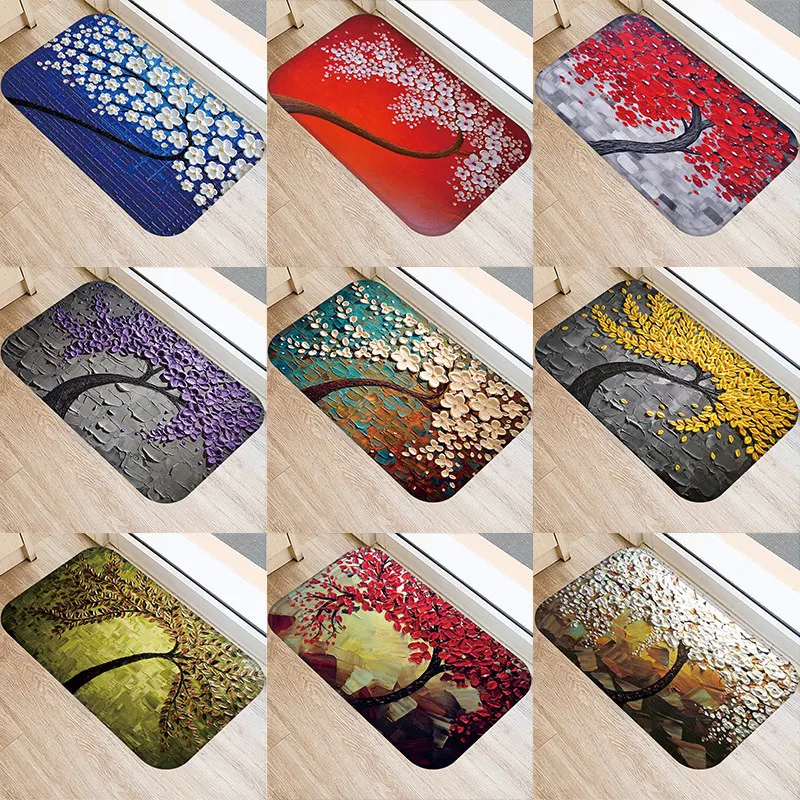 

Flower Tree Kitchen Mats Anti-slip Rubber Tapete Gift ALiving Room Balcony Bathroom Carpet Doormats In The Hallway 48221