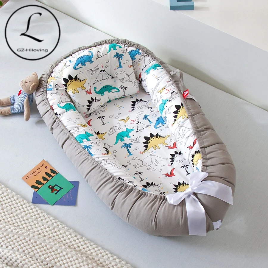 2021 Newborn Baby Nest Bed Portable Crib Vacation Bed Cotton  Baby Nestje child  Lounge Bassinet Bumper with Pillow Cushion