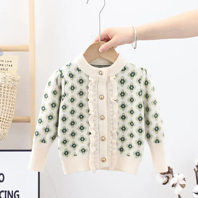 

Повседневные вязаные свитера для маленьких девочек, новинка 2021, зимний, осенний, Детский милый кардиган, детская трикотажная одежда, верхня...
