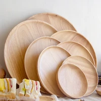 household chinese style round rubber wooden tray solid wood round tray tea tray saucers hotel plate fruit cake dish