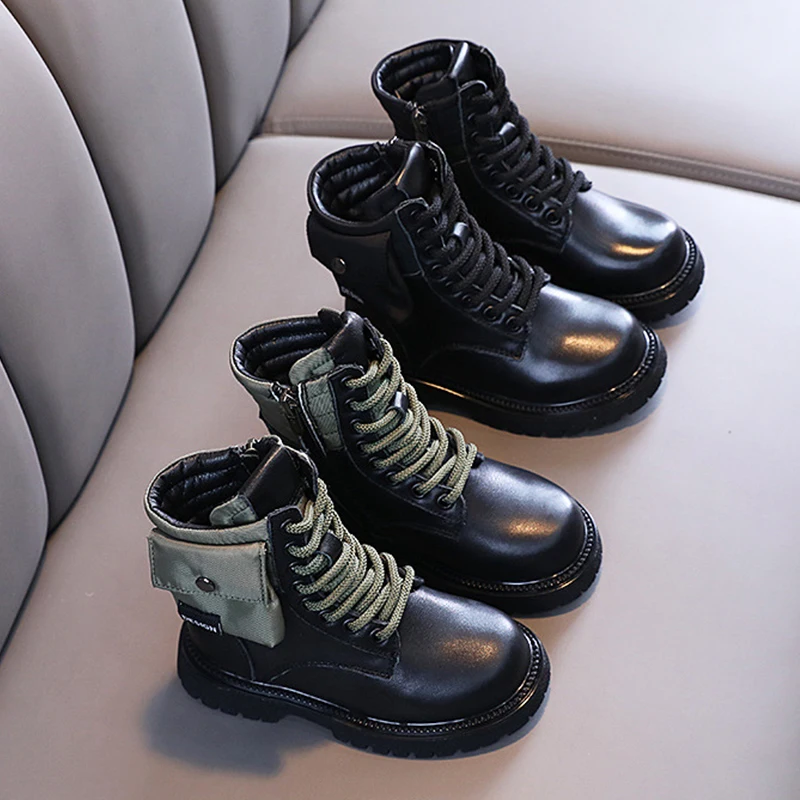 

Ботинки Детские демисезонные из ПУ кожи, на молнии, с карманами