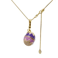 easter enamel handmade colorful bunny rabbit model egg inserts diamond opened pendant necklace