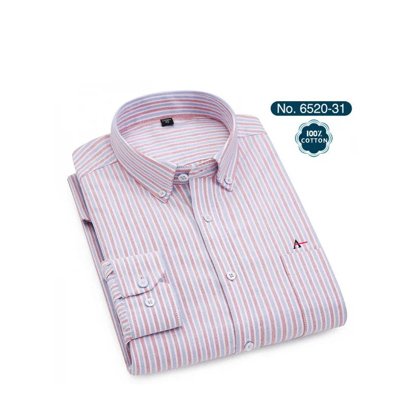 6520-31(7) Новинка года. Качественные мужские рубашки в полоску ARAMY Camisa. Мужские рубашки с вышивкой - Цвет: 6520-31(7)