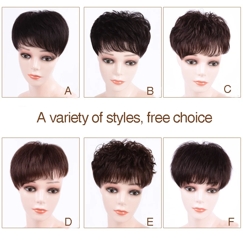 Salonchat Remy человеческие волосы на заколках в парике прямые с челкой для женщин 7