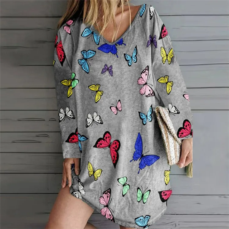 Женская ночная сорочка с V-образным вырезом и длинным рукавом | одежда