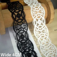 4cm wide white black embroidered guipure lace ribbon collar neckline cuffs trimming diy material sewing patchwork decoration