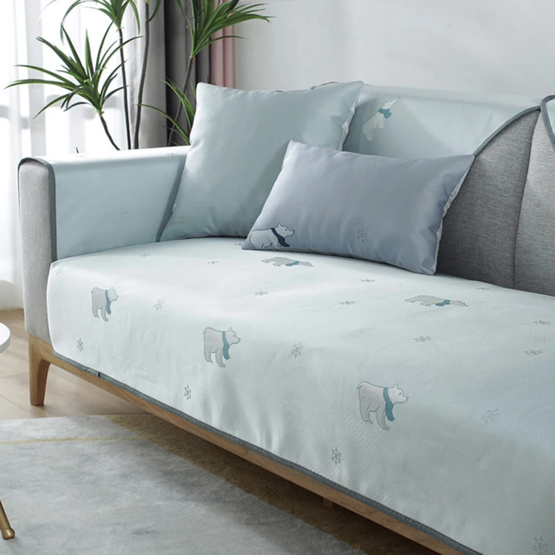 Шелковые чехлы для диванов летние подушки Нескользящие гостиной домашний декор