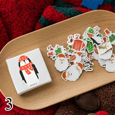 3 50 шт./кор. Новогодние ёлки наклейки Kawaii Наклейки с оленями Клей милые наклейки декор Скрапбукинг ежедневник, альбомы милые Papeterie - Цвет: 3