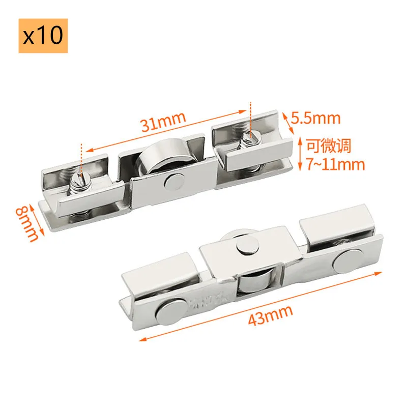

10 шт./лот Раздвижная стеклянная дверь 5 мм, колесо шкива, витрина, дверь шкафа, ролики из нержавеющей стали, мобильные колесные дорожные ролики, аксессуары